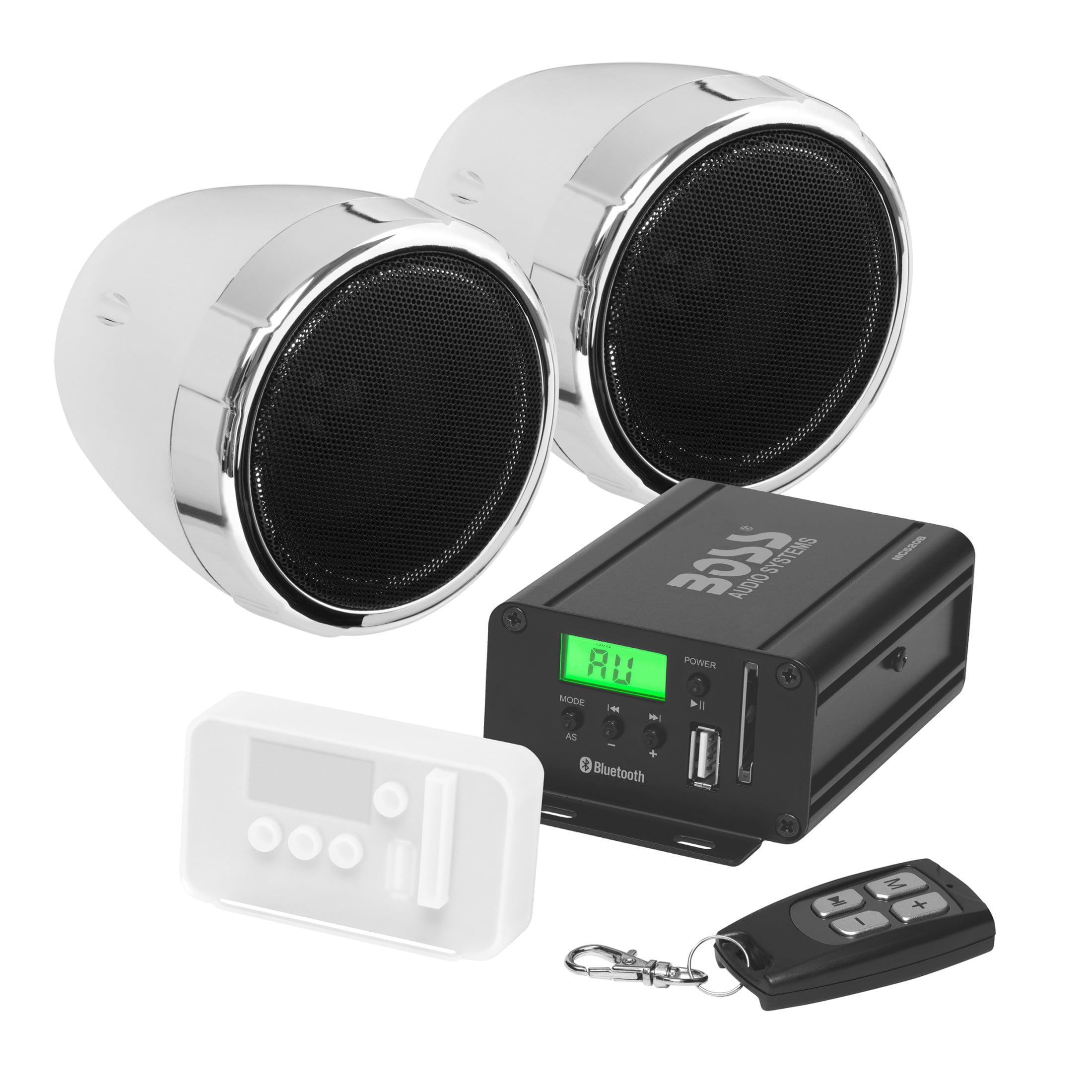 BOSS Audio ATV Weatherproof Speakers with Amplifier, White