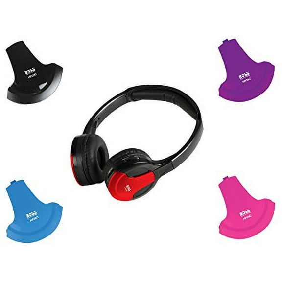 BOSS Audio HP34C Dual Channel Foldable Wireless Headphone, Interchangeable Color Accent Caps