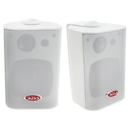 BOSS Audio MR4.3W Outdoor 4 Inch 3 Way Marine Enclosed Speaker System, White