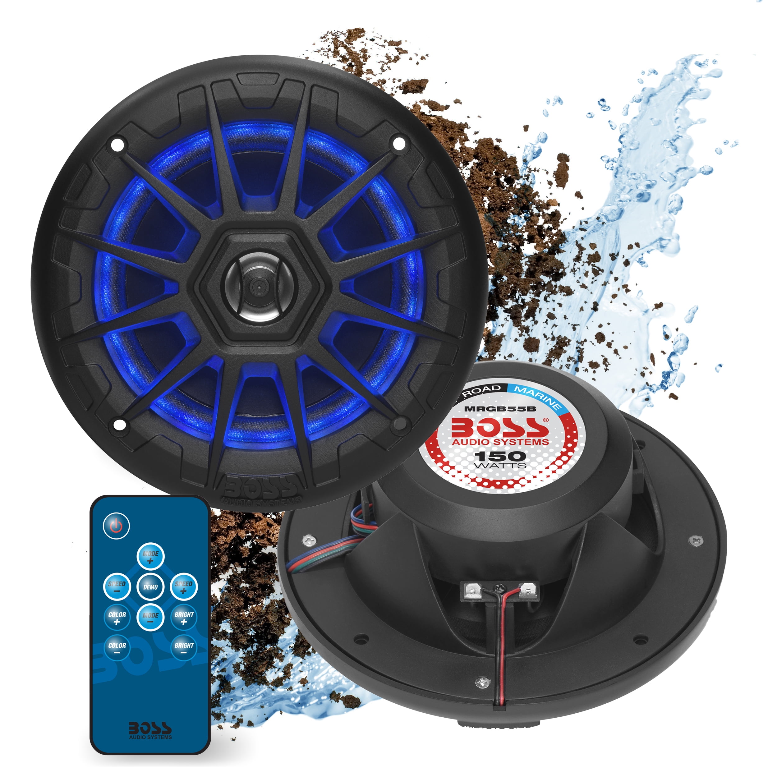 BOSS Audio Outdoor Marine 150W 2 Way Full Range LED 5.25 Inch Speaker Pair