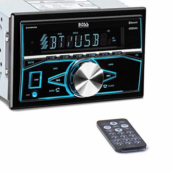 BOSS Audio Systems 820BRGB Car Stereo - Double Din, Bluetooth, No CD DVD Player, AM/FM Radio Receiver, Multi Color Illumination, Wireless Remote Control, Aux In, USB