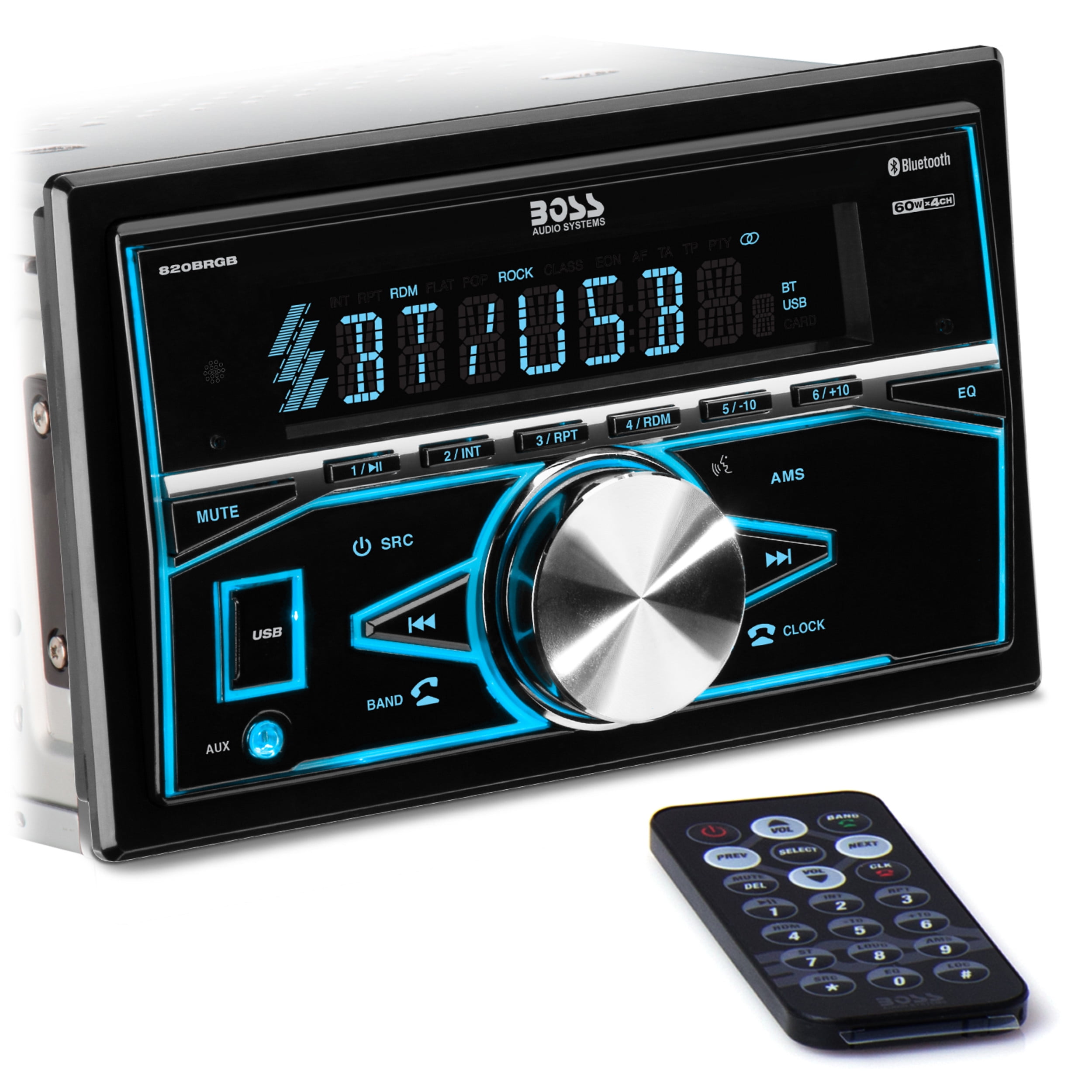 BOSS Audio Systems 820BRGB Car Audio Stereo System Double Din, Bluetooth  Audio and Calling Head Unit, Aux In, USB, No CD Player, Multi Color  Illumination, AM/FM Radio Receiver, Hook up to