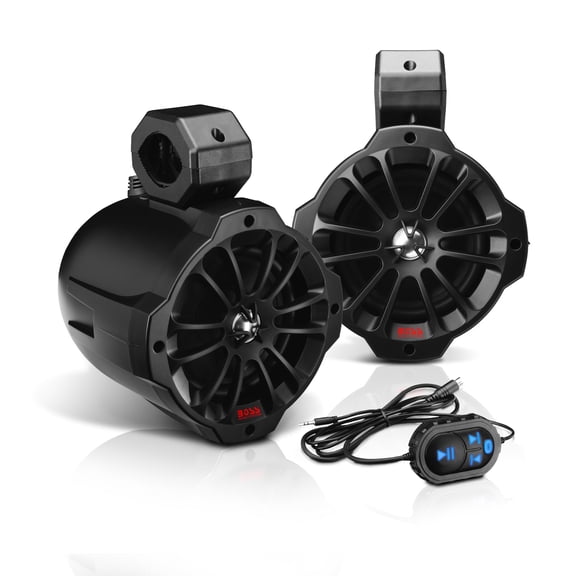 BOSS Audio Systems B62ABT Wake Tower Speakers – 750W, 1 Pair, Weatherproof Bluetooth Amplified Marine Speakers for Boats, ATV, UTV
