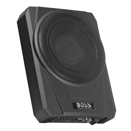 BOSS Audio Systems BASS10 10 inch Powered Under Seat Car Subwoofer and Amp Wiring Kit Package - 1000 Watts Max, 8 Gauge Wiring Kit, Remote Subwoofer Control, Sold Individually