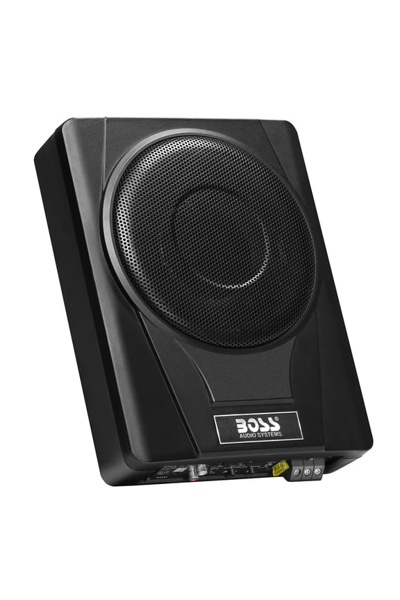 BASS8 8 inch Powered Under Seat Car Subwoofer  800 Watts Max, Single 4 Ohm Voice Coil, Built-in Amp, Remote Subwoofer Control, Sold Individually