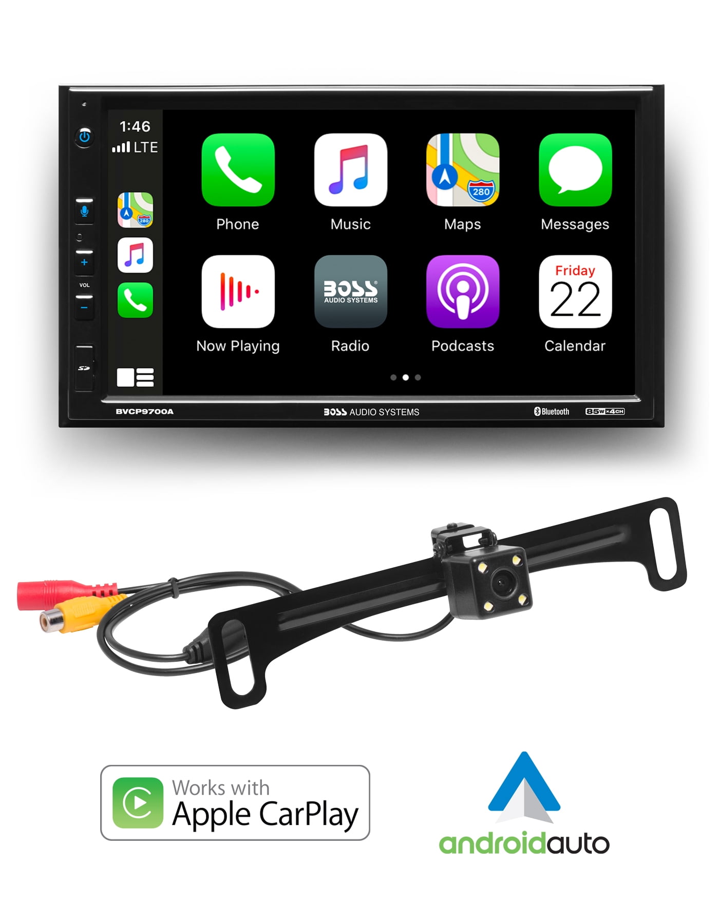 BOSS Audio Systems BCP62-RC Double DIN Car Stereo Apple Carplay, 6.2" Touchscreen Bluetooth Radio