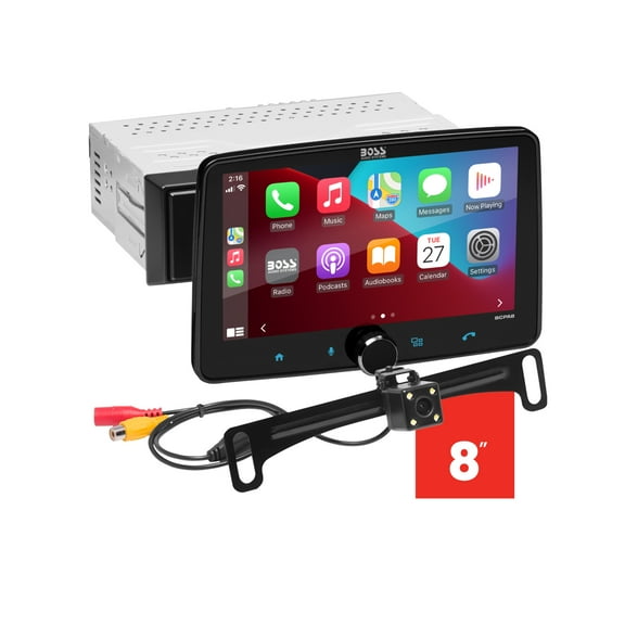 BOSS Audio Systems BCPA8RC Car Stereo - Apple CarPlay, Android Auto, Single Din, 8 Inch Touchscreen, Bluetooth, No CD DVD Player, AM/FM Radio Receiver