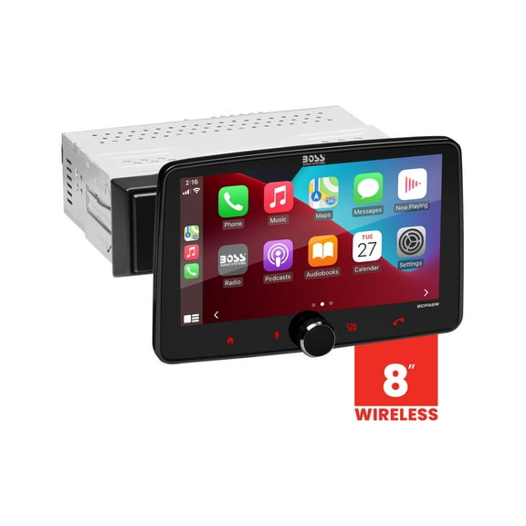 BOSS Audio Systems BCPA8W Car Stereo – Wireless Apple CarPlay & Android Auto, Single Din, 8 Inch Touchscreen, Bluetooth, No CD DVD Player, AM/FM Radio Receiver