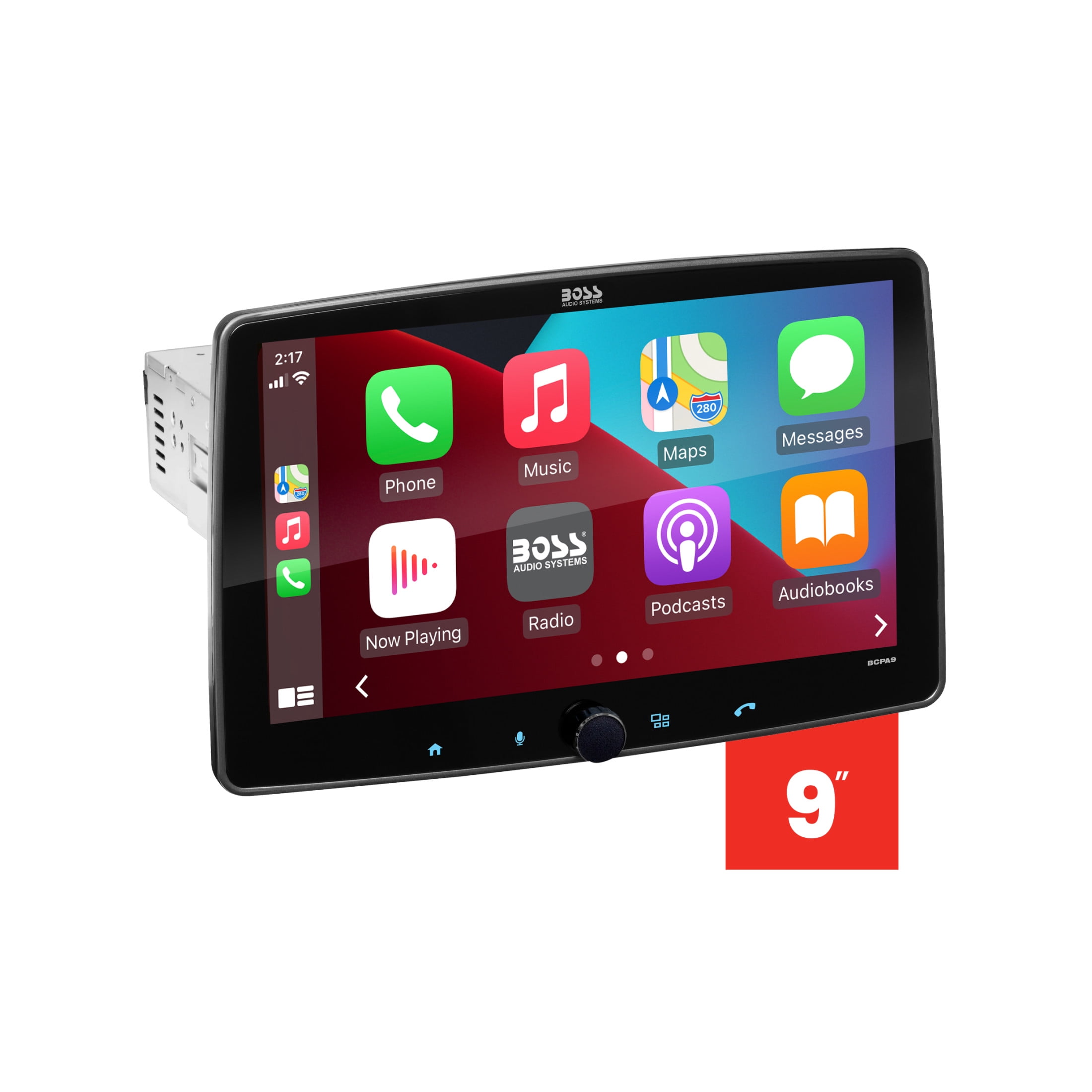 BOSS Audio Systems BCPA9 Car Stereo - Apple CarPlay, Android Auto, Single Din, 9 inch Touchscreen, Bluetooth, No CD DVD Player, AM/FM Radio Receiver, Multicolor Illumination