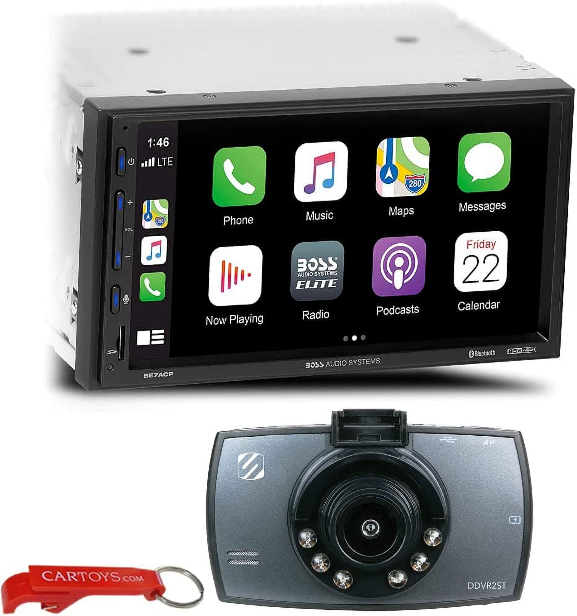 BOSS Audio Systems Elite BE7ACP Car Stereo & 1080p Dash Camera Bundle. Apple CarPlay, Android Auto, 2-DIN Multimedia Receiver w/ 7" Touchscreen, USB, SD, AM/FM Radio Head Unit, No CD/DVD Player - image 1 of 8