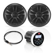 BOSS Audio Systems MCKGB350B.6 Weatherproof Marine Radio with 6.5  Full Range Speakers Kit 2 Pairs