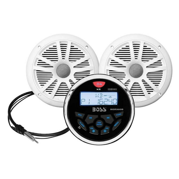 BOSS Audio Systems MCKGB350W.6 Gauge-Style Marine Bluetooth Receiver & Boat Speaker Package
