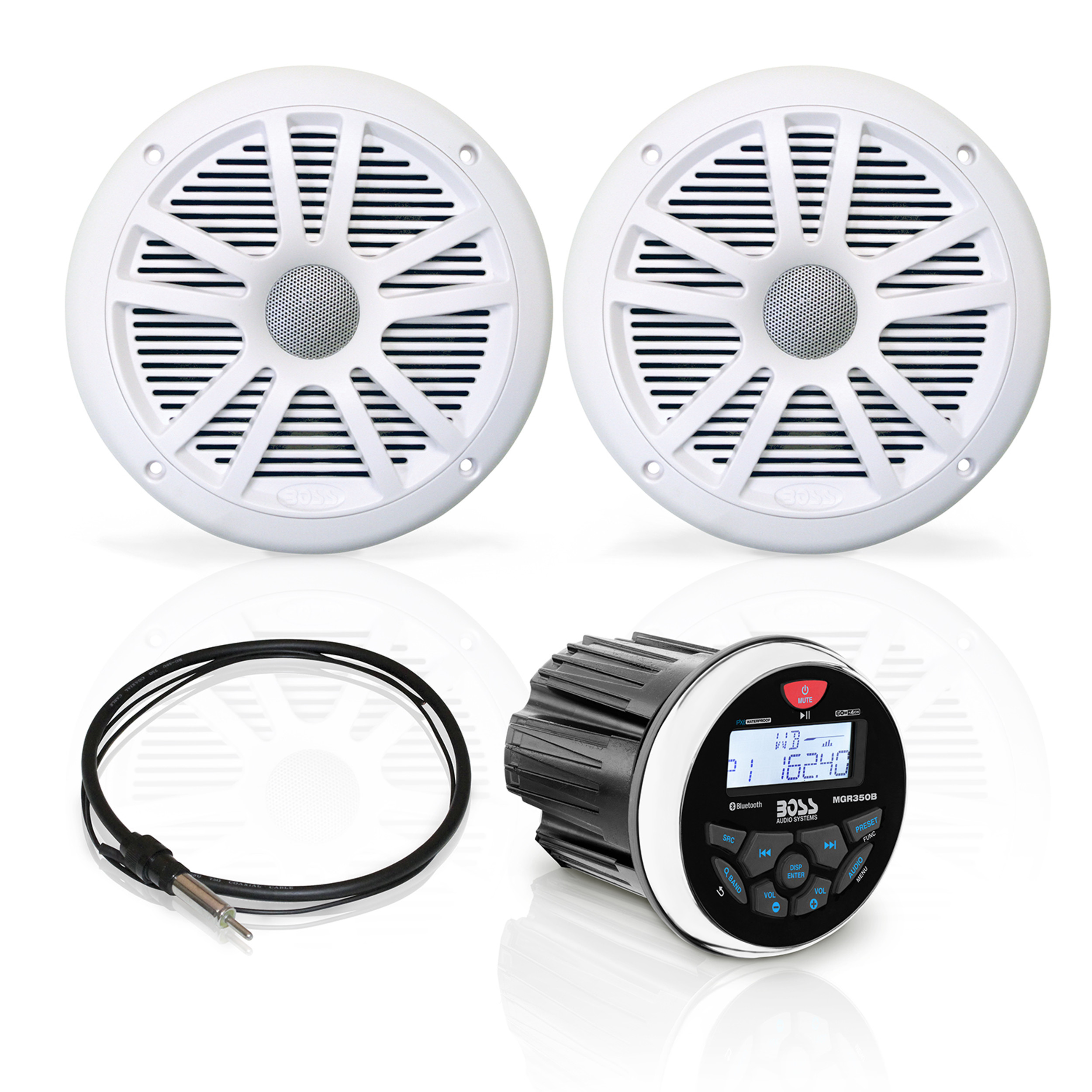 BOSS Audio Systems MCKGB350W.6 Marine Gauge Receiver Speakers, Bluetooth, No CD - image 1 of 17