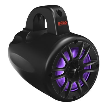 BOSS Audio Systems MRWT40RGB ATV UTV Marine Boat 4 inch Stereo Wake tower Speakers – Full Range, 2 Way, IPX5 Weatherproof, Multicolor Illumination, Sold in Pairs, Golf Cart Compatible