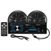 BOSS Audio Systems Marine Boat Sound System Package With 2 Speakers, Black