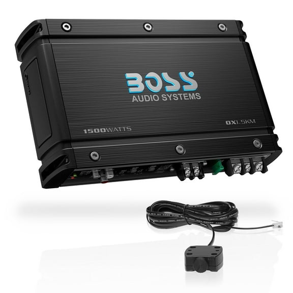 BOSS Audio Systems OX1.5KM Onyx Series Car Audio Subwoofer Amplifier – 5000 High Output, Class A/B, 2/4 Ohm, Low/High Level Inputs, Low Pass Crossover, MOSFET Power, Monoblock, Full Range, Stereo