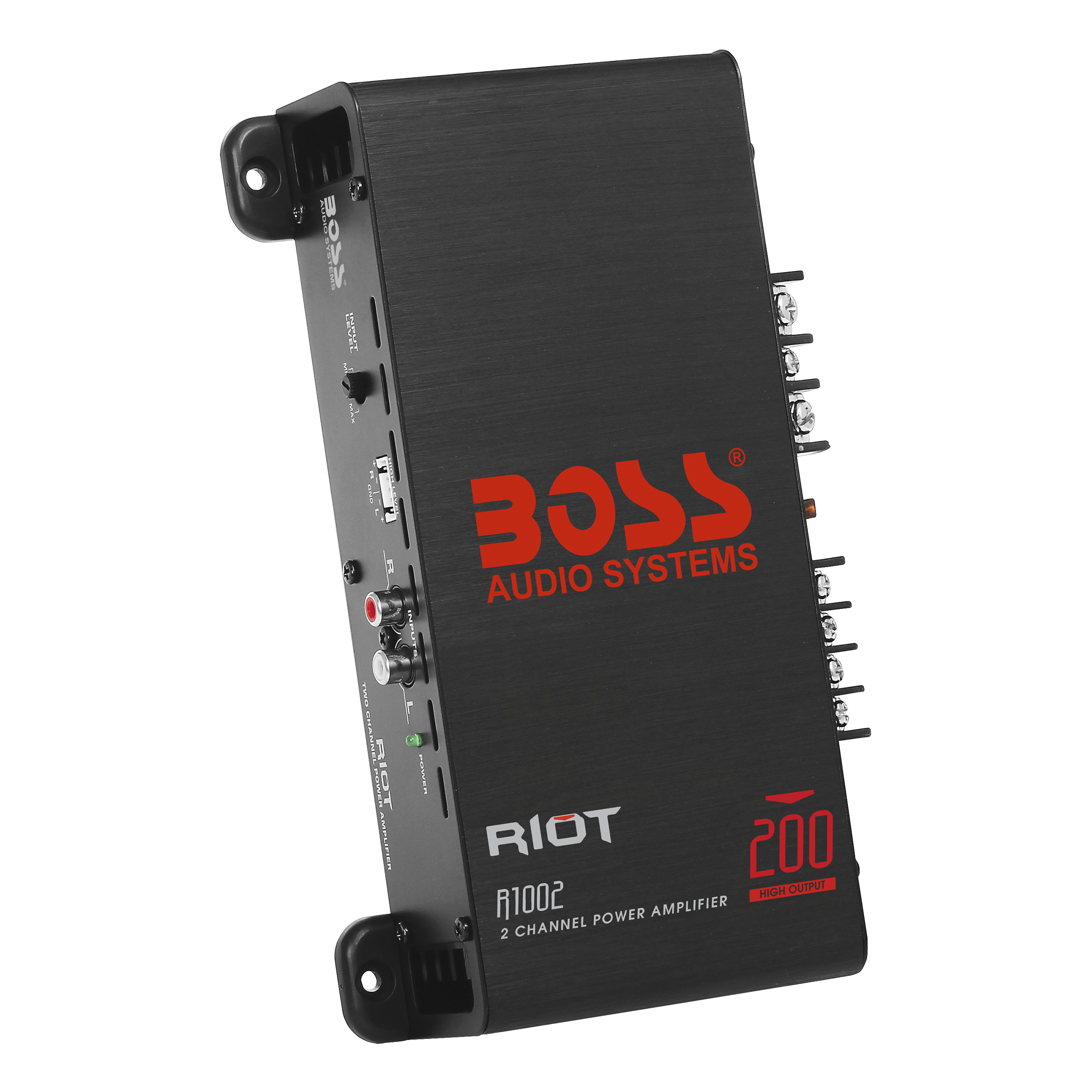 BOSS Audio Systems R1002 Riot Series Car Audio Stereo Amplifier - 200 High Output, 2 Channel, Class A/B, 2/4 Ohm Stable, Low/High Level Inputs, Full Range, Subwoofer - image 1 of 20