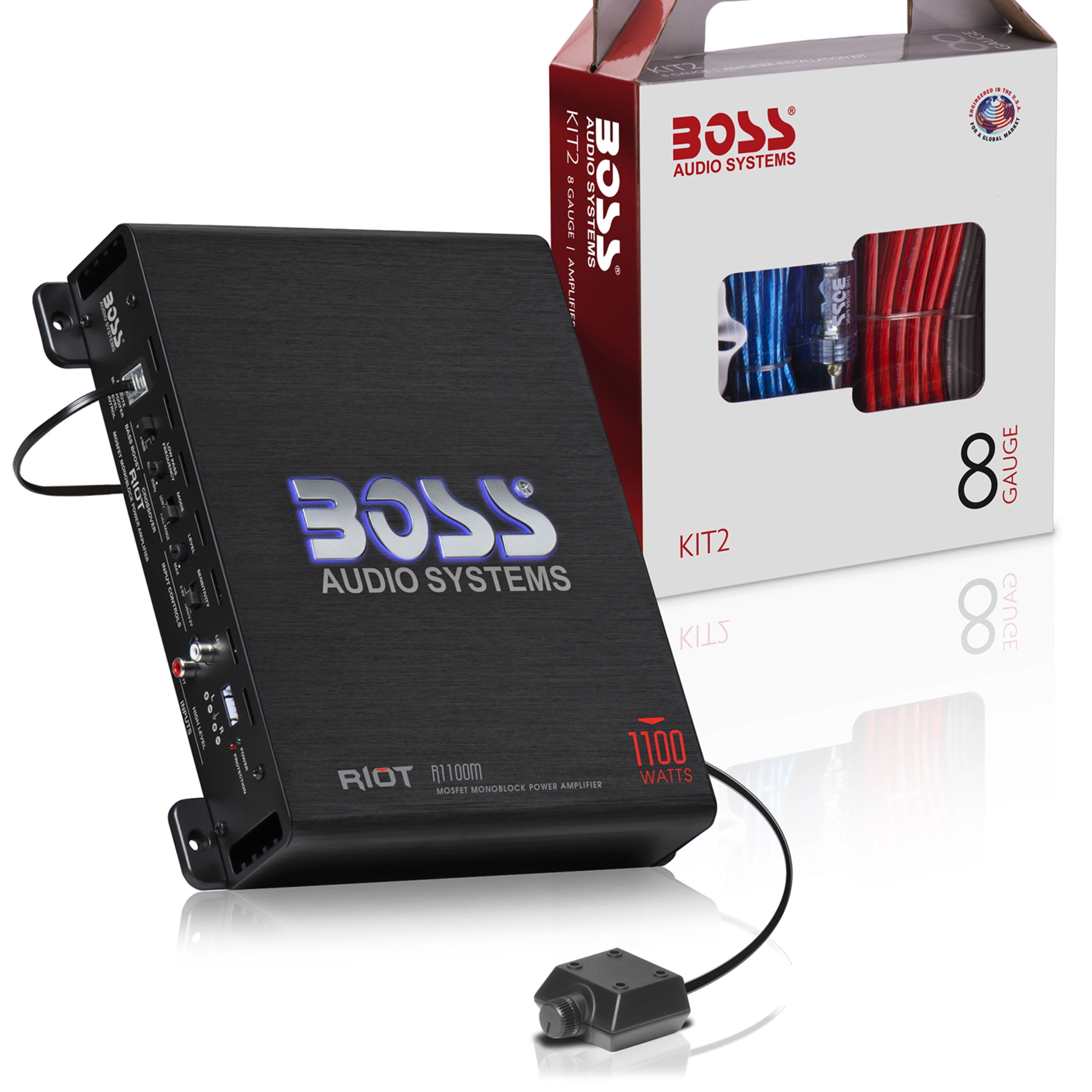 BOSS Audio Systems R1100MK Car Audio Subwoofer Amplifier and 8 Gauge