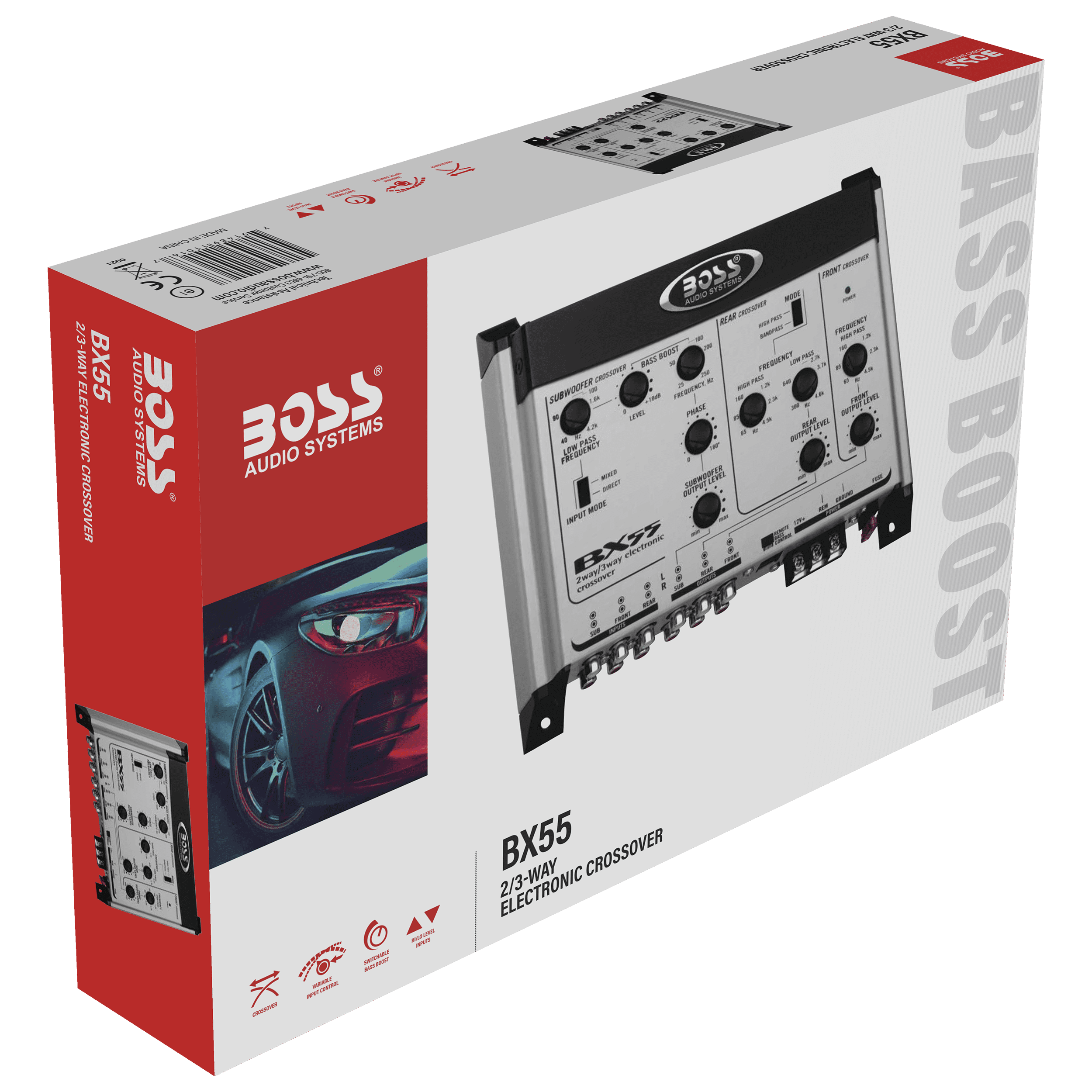 Boss Audio Systems BX55 2/3 Way Car Audio Crossover, Remote