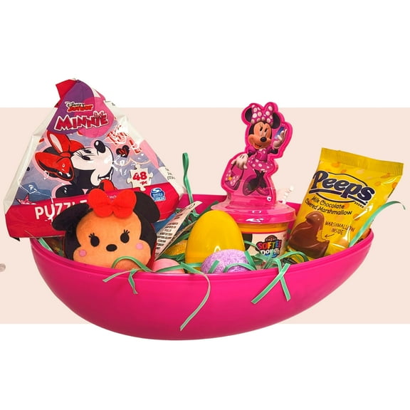 BOSS CLASS Jumbo Easter Egg Gift Basket with Minnie Mouse Plush Toy