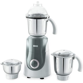 BOSS Crown Mixer Grinder, Jar Capacity: Wet Jar-1400 Dry Jar-1150 Chutney Jar-450 ML, White & Grey