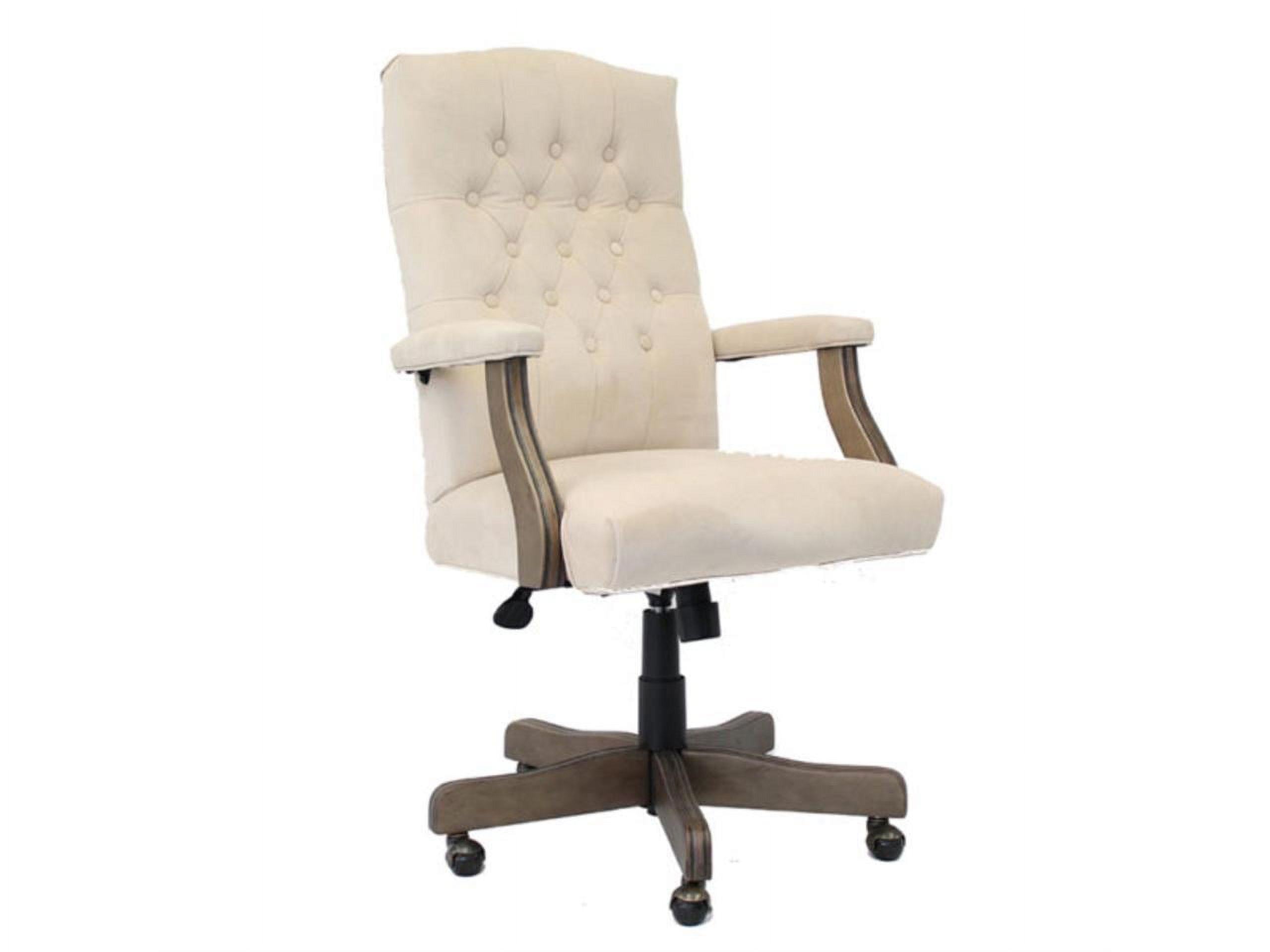 Executive High-Back Ergonomic Swivel Chair in Gray with Metal and Wood Accents