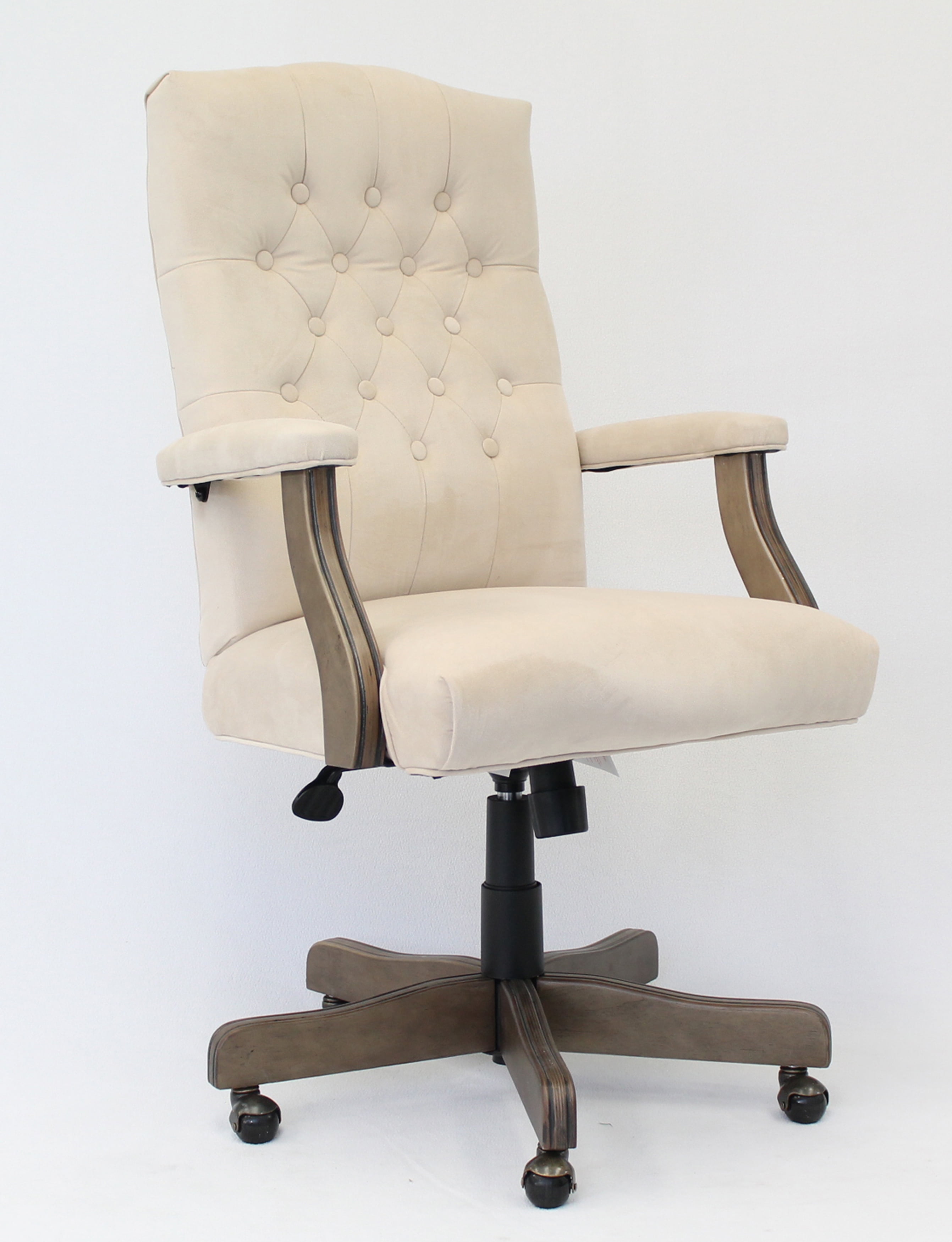 Executive High-Back Ergonomic Swivel Chair in Gray with Metal and Wood Accents