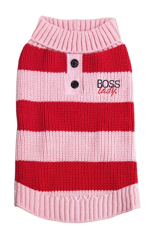 Vibrant Life Holiday Boss Lady Sweater for Dogs, Pink and Red, M