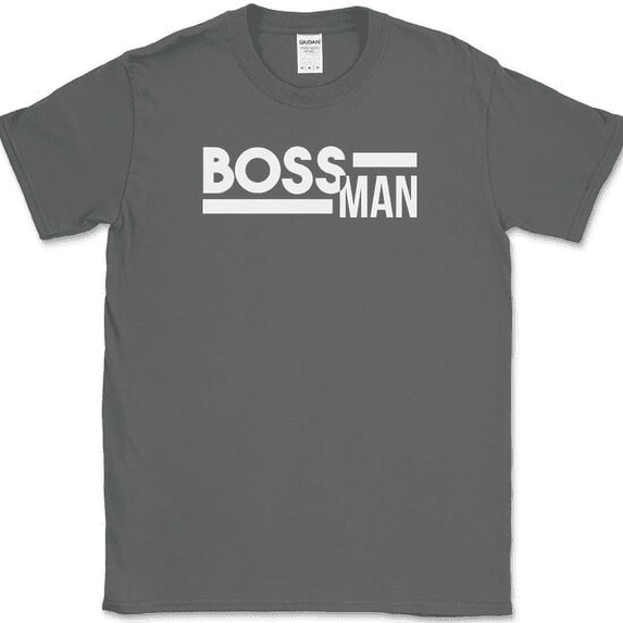 BOSS MAN T-Shirt Funny Employer Humor TV Show Joke Cubical Tee - Charcoal, L