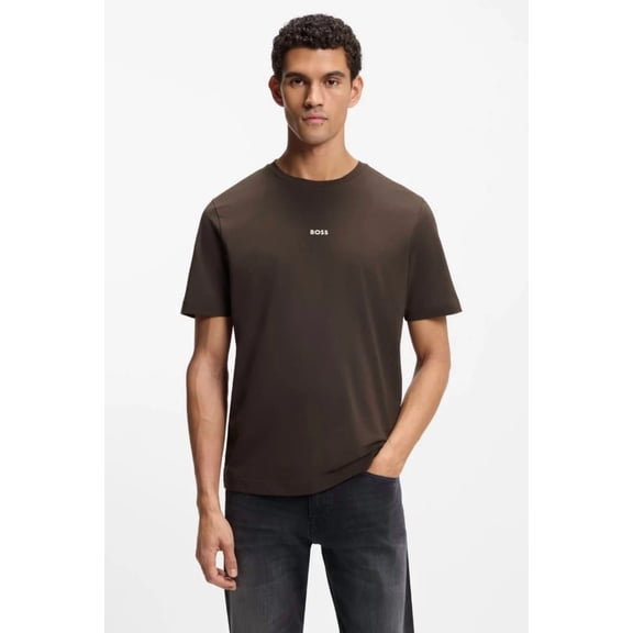 BOSS - Men's Stretch-cotton T-shirt with contrast logo - XL
