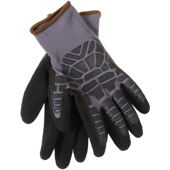 BOSS Men's Tactile Grip Micro Armor Foam Latex Dipped Work Glove, Nylon Shell, Water Resistant, Abrasion Resistant, Black/Gray, Large B23051-L