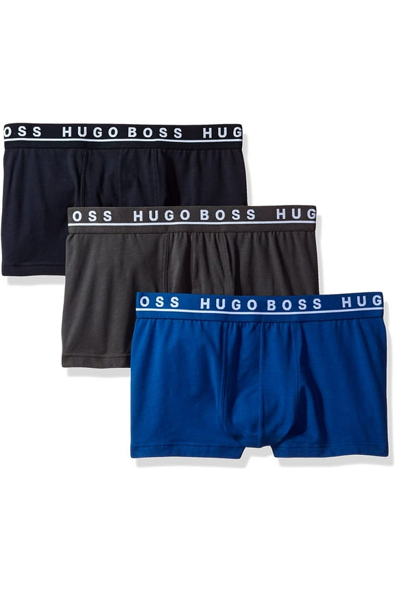 Mens 3-Pack Stretch Cotton Regular Fit Trunks X-Large Navy/Charcoal/Blue