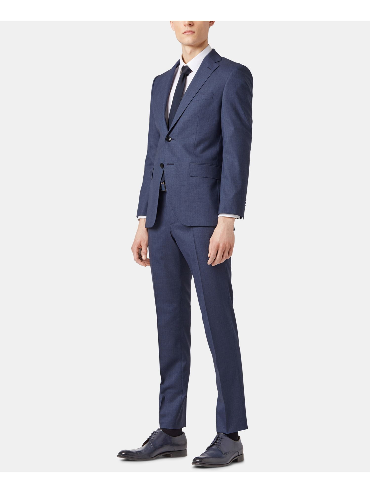 BOSS Mens Hugo Black Label Blue Flat Front Single Breasted Pinstripe