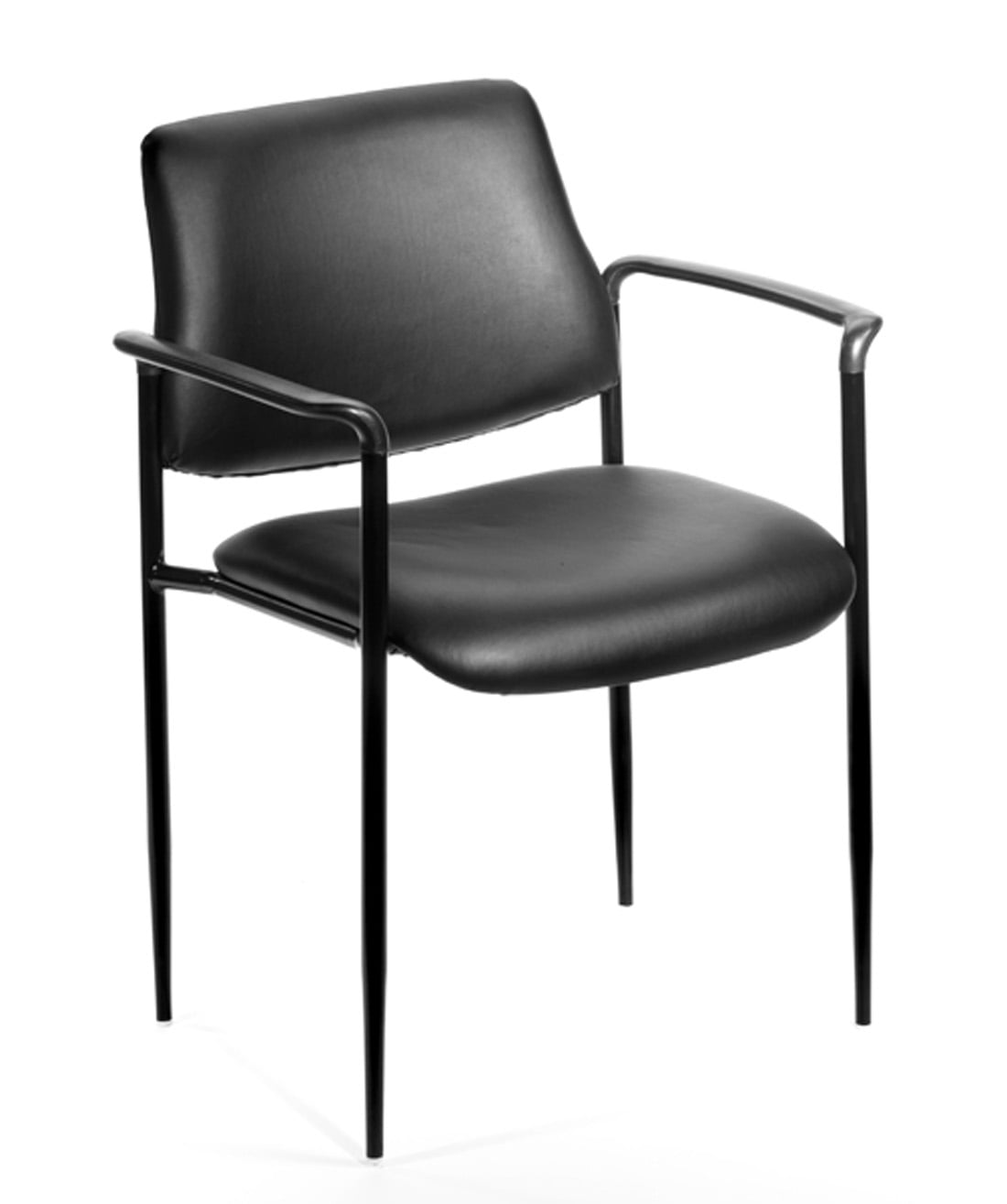 Black Caressoft Vinyl Stackable Chair with Fixed Arms
