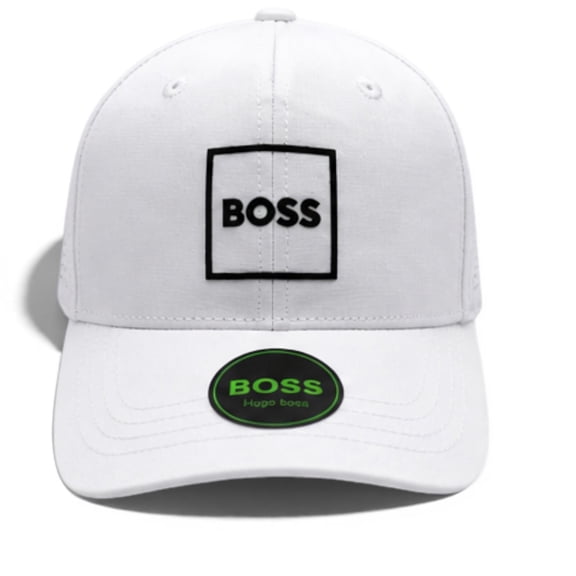 BOSS White Performance Snapback Baseball Cap Breathable Adjustable Hat