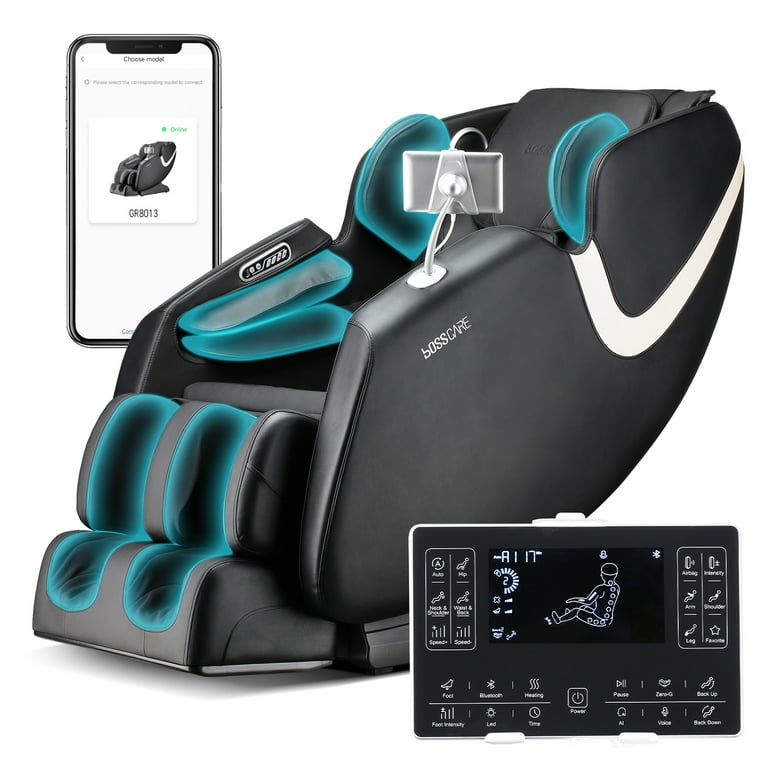 BOSSCARE 2024 New Massage Full Body Chairs with AI Voice, App Control Zero  Gravity Shiatsu Recliner Massage Chair Black