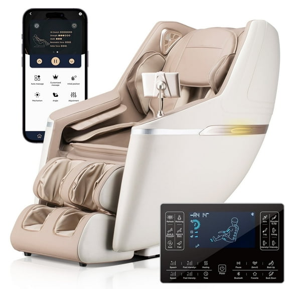 BOSSCARE 2025 4D Zero Gravity SL Track Full Body  Massage Chair Shiatsu with App, Lether, Beige
