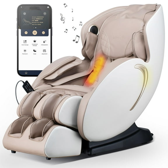 BOSSCARE 3D Zero Gravity Shiatsu Full Body SL Track Massage Chair, with Heating, Airbags, Beige