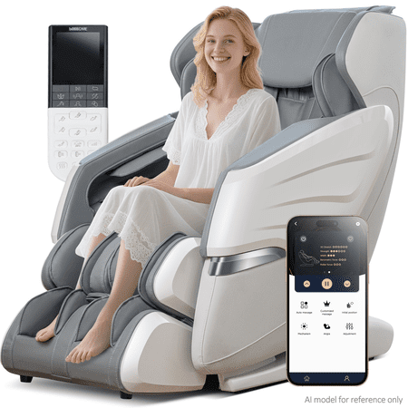 BOSSCARE 4D Massage Chairs with AI Voice, App Control SL Track Full Body Massage Recliner Gray