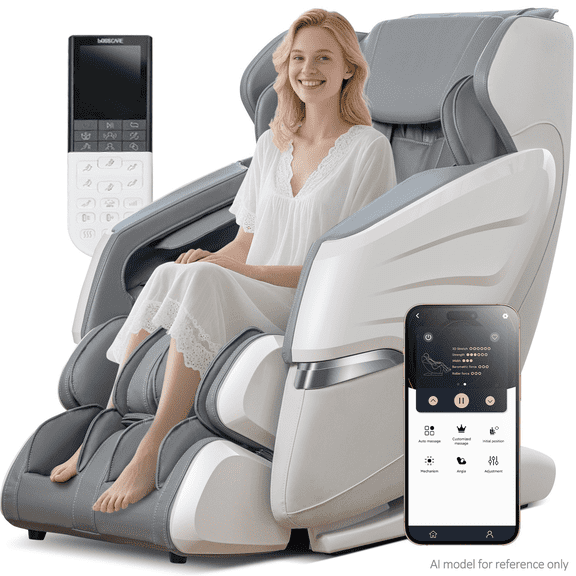 4D Massage Chairs Full Body, Zero Gravity Massage Chairs and Recliners with Leg Auto Extension, Bluetooth, AI Voice, App Control Gray