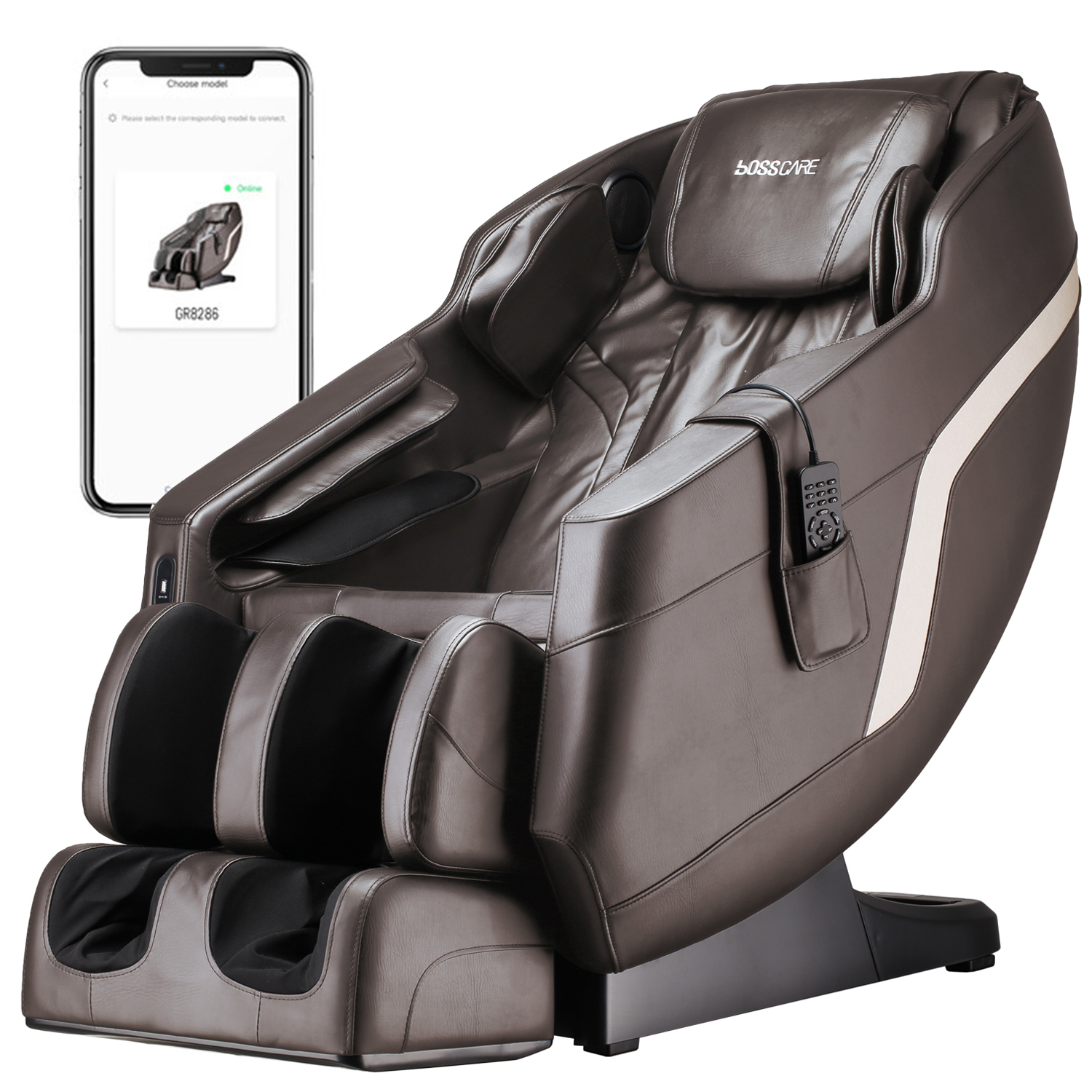 Gymax Massage Recliner Chair Single Sofa PU Leather Padded Seat with