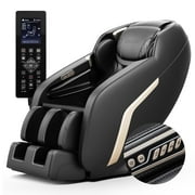 BOSSCARE 4D Zero Gravity Shiatsu SL Track Massage Chair with USB Port and Full Body Rolling, Soft Leather, Black