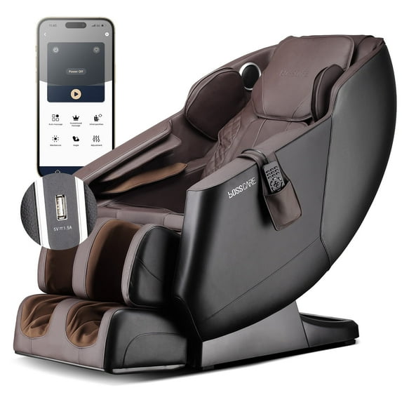 BOSSCARE Full Body Massage Chair and Recliners Zero Gravity Shiatsu for Relaxation, New Brown