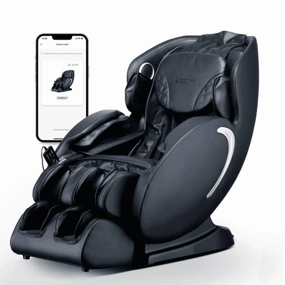BOSSCARE Zero Gravity Shiatsu Full Body SL Track Massage Chair, with Heating, APP Control, Black Clearance