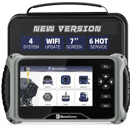 BOSSCOMM IF742 Car Scanner, 7" Transmission-ABS-SRS-Engine OBD2 Scanner with 6 Resets, ABS Bleeding/Throttle Relearn/BMS/SAS/EPB/Oil Reset