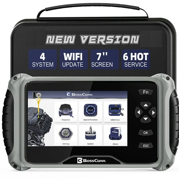 BOSSCOMM IF742 Car Scanner, 7" Transmission-ABS-SRS-Engine OBD2 Scanner with 6 Resets, ABS Bleeding/Throttle Relearn/BMS/SAS/EPB/Oil Reset