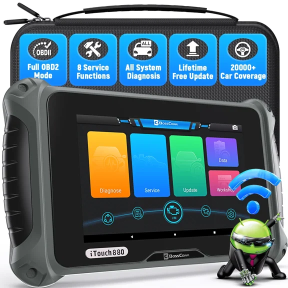 BOSSCOMM All System OBD2 Scanner Diagnostic Tool with 8 Reset Service, ABS Bleeding, Injector Co-ding, EPB BMS TPS Oil Reset, AutoVin, Car OBDII Code Reader and Scanner, Lifetime Free Update