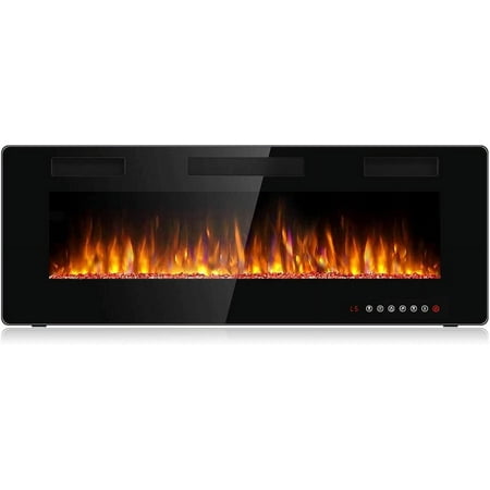 BOSSIN 50 inch Electric Fireplace, Recessed Wall Mounted Electric Fireplace inserts,Ultra Thin Adjustable Flame Colors & Speed Fireplace with Touch Screen and Remote Control