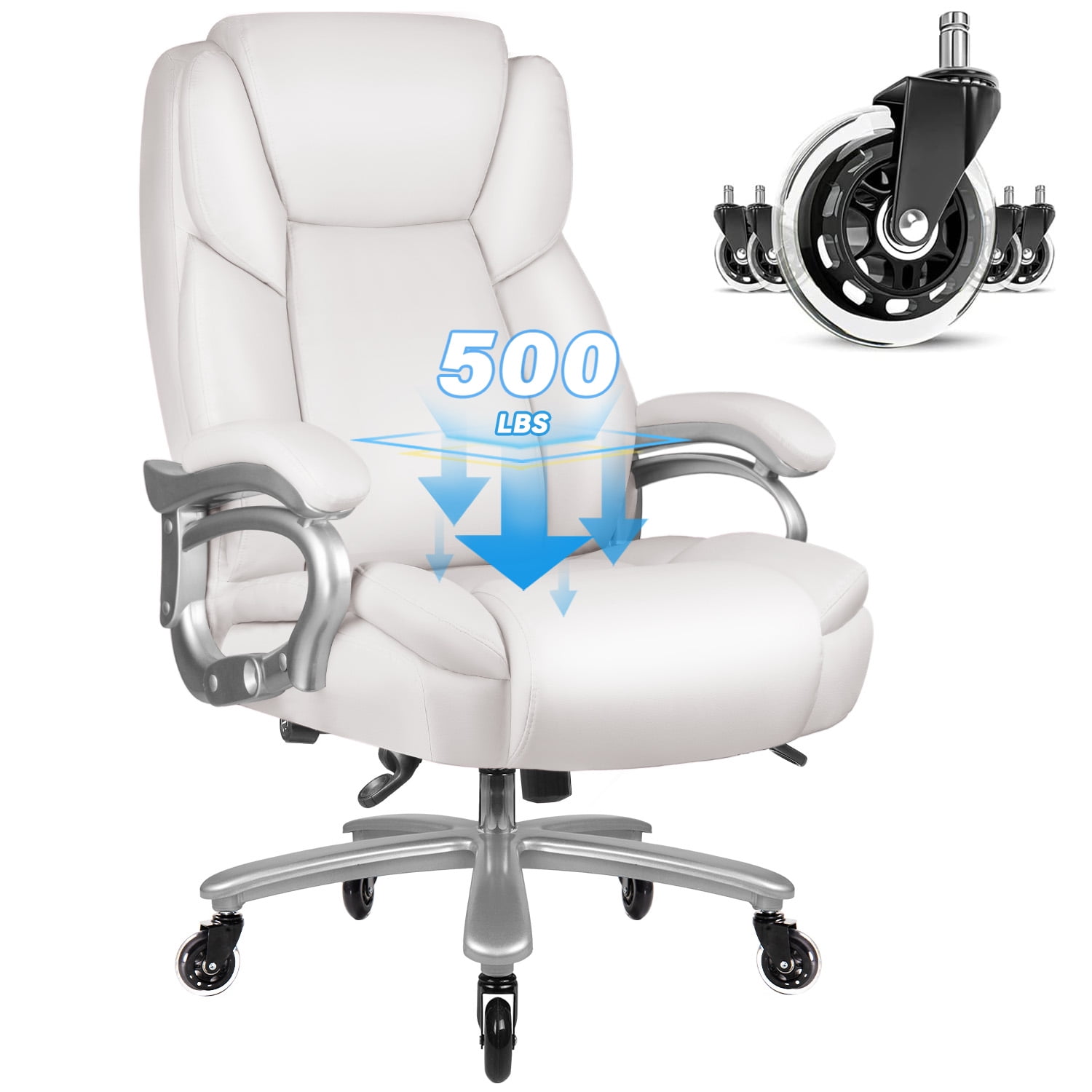 BOSSIN 500lbs Big and Tall Office Chair,Heavy Duty Computer Desk Chair with Adjustable Lumbar Support