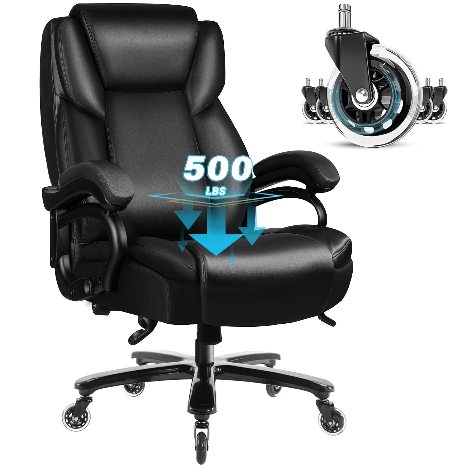 BOSSIN 500lbs Big and Tall Office Chair ,Heavy Duty Computer Desk Chair with Adjustable Lumbar Support